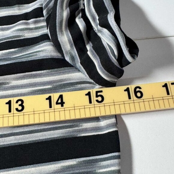 Six Degrees Striped Turtleneck Mesh Top | Sheer Short Sleeve Y2K Retro Tee - Picture 9 of 10